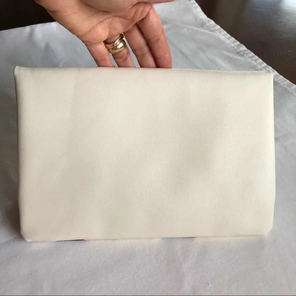 Rachel Pally Reversible Clutch Canvas Light Ivory/ yellow, Burgundy, Blue, Green